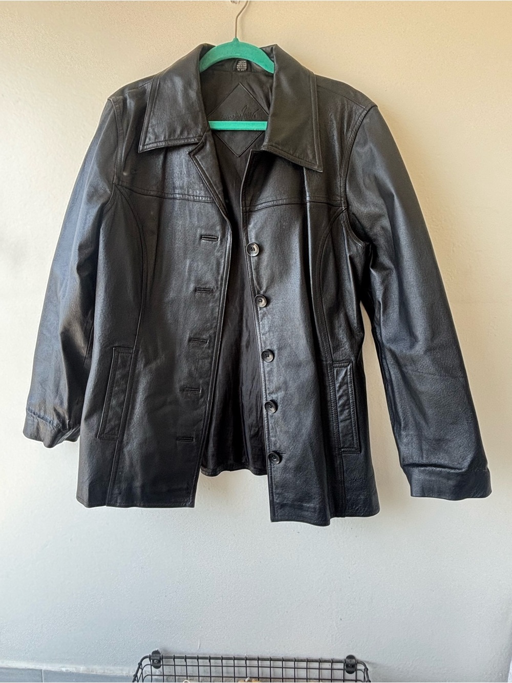 Jacqueline Ferrar Black Leather Button-Up Jacket